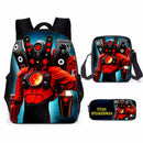 Kit 3 Peças Escolar Skibidi Toillet - Mochila + Bolsa + Estojo
