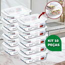 Kit com 15 Potes Herméticos de Vidro + 10 Copos de Vidro Aruba de Brinde
